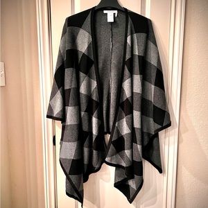 FOXCROFT Plaid Pashmina Ruana Warm Poncho Women Cape XL